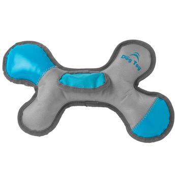 RoughRageous Bone Dog Toy - Aqua and Gray