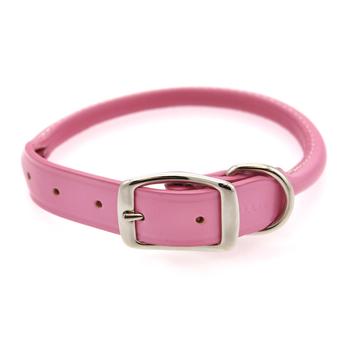 Round Leather Dog Collar by Auburn Leather - Pink