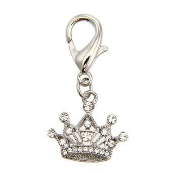 Royal Crown D-Ring Pet Collar Charm by FouFou Dog - Clear