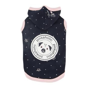 Royal Pug Hooded Dog Shirt by Pinkaholic - Navy