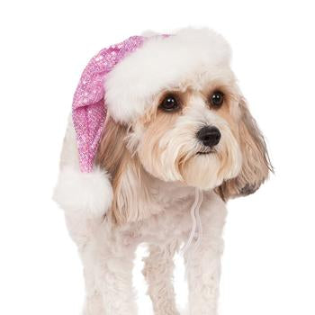 Rubies Sequin Santa Dog Hat - Pink