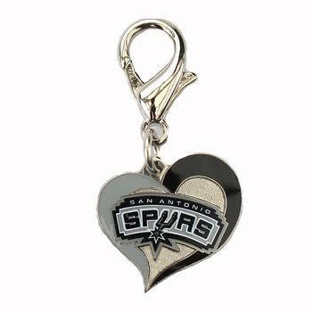 San Antonio Spurs Swirl Heart Dog Collar Charm