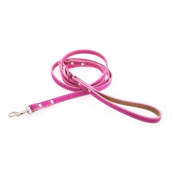 Saratoga Suede Leather Dog Leash by Auburn Leather - Pink