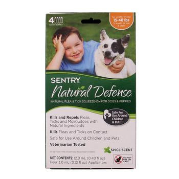 Sentry Natural Defense 3-Month Flea/Tick Squeeze-On Treatment for Dogs