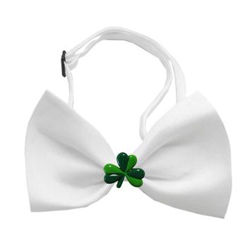 Shamrock Chipper Dog Dow Tie - White