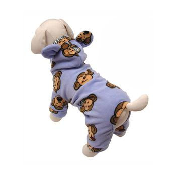 Silly Monkey Fleece Hooded Dog Pajamas by Klippo - Lavender