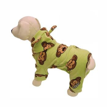 Silly Monkey Fleece Hooded Dog Pajamas by Klippo - Lime