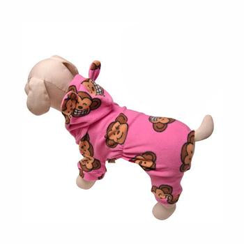 Silly Monkey Fleece Hooded Dog Pajamas by Klippo - Pink