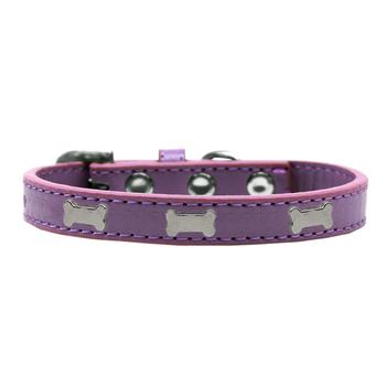 Silver Bone Widget Dog Collar - Lavender