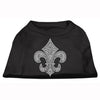 Silver Fleur de lis Rhinestone Dog Shirt - Black