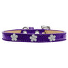 Silver Flower Widget Dog Collar - Purple Ice Cream