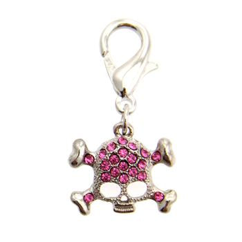 Skull D-Ring Pet Collar Charm by FouFou Dog - Pink