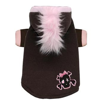 Skull Mohawk Dog Hoodie by Hip Doggie - Brown and Pink