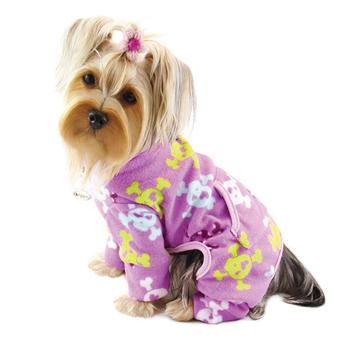 Skulls and Crossbones Fleece Dog Pajamas by Klippo - Purple