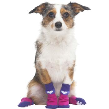 Heart Slipper Dog Socks - Pink/Purple