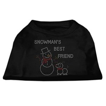 Snowman's Best Friend Rhinestone Dog Shirt - Black