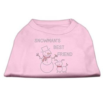 Snowman's Best Friend Rhinestone Dog Shirt - Light Pink