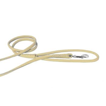 Soft Leather Round Dog Leash - Beige