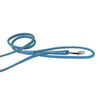 Soft Leather Round Dog Leash - Cyan Blue