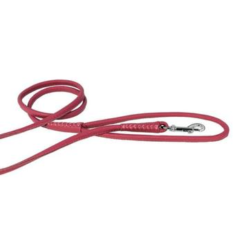 Soft Leather Round Dog Leash - Hot Pink