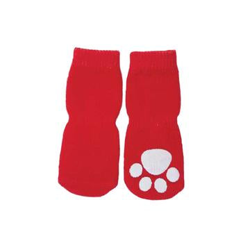 Solid Slipper Dog Socks - Red