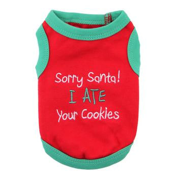 Sorry Santa Holiday Dog Tank by Parisian Pet - Red