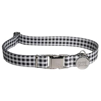 Southern Dawg Gingham Dog Collar by Yellow Dog - Black