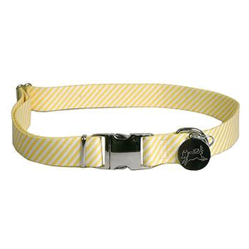 Southern Dawg Seersucker Dog Collar by Yellow Dog - Yellow