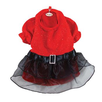 Sparkling Red Dog Dress with Puffy Sleeves by Klippo