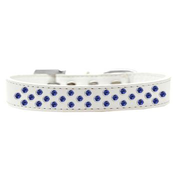 Sprinkles Blue Crystals Dog Collar - White