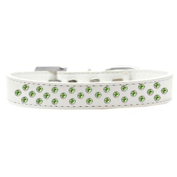 Sprinkles Lime Green Crystals Dog Collar - White