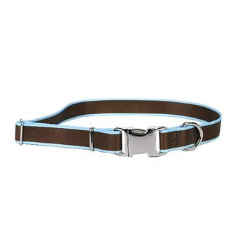 Sterling Dog Collar by Yellow Dog - Brown with Light Blue