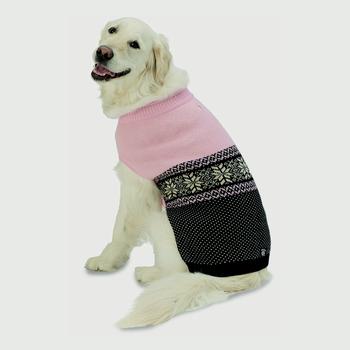 Stormy's Snowflake Fair Isle Dog Sweater - Pink and Black