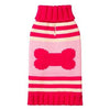 Striped Bone Turtleneck Dog Sweater by Fab Dog - Pink