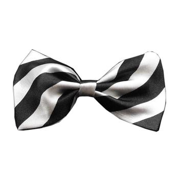 Striped Dog Bow Tie - White