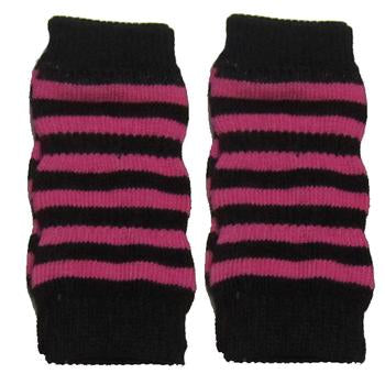 Striped Dog Leg Warmers - Pink and Black