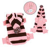 Stripy Dog Bodysuit with Long Hoodie by Klippo - Pink