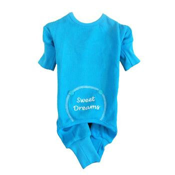 Sweet Dreams Embroidered Dog Pajamas - Blue