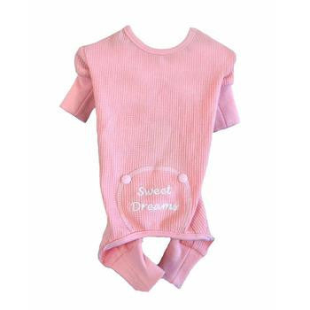 Sweet Dreams Embroidered Dog Pajamas - Pink