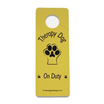 Therapy Dog on Duty Door Hanger - Yellow