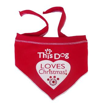 This Dog Loves Christmas Dog Scarf - Red