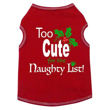 Too Cute For The Naughty List Dog Tank - Red