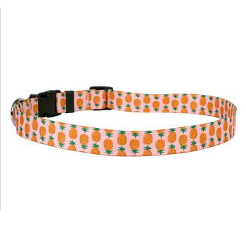 Pineapples on Pink Dog Collar by Yellow Dog