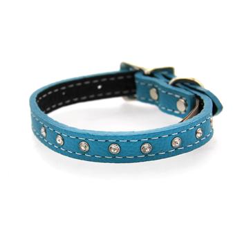 Tuscan Crystallized Leather Dog Collar by Auburn Leather - Turquoise