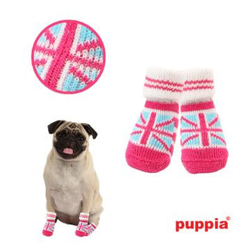 Union Jack Dog Socks by Puppia - Pink