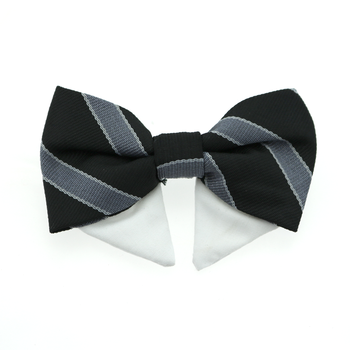 Dog Bow Tie Collar Attachment by Doggie Design - Black and Silver Stripe
