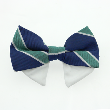 Dog Bow Tie Collar Attachment by Doggie Design - Navy Blue and Green Stripe