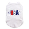 USA Star Screen Print Dog Tank - White