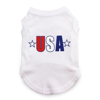 USA Star Screen Print Dog Tank - White