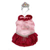 Velvet Queen Dog Costume Dress - Magenta with Tiara